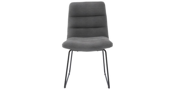 STUHL  in Cord Textil  - Dunkelgrau/Schwarz, Design, Textil/Metall (52/88/66cm) - Dieter Knoll