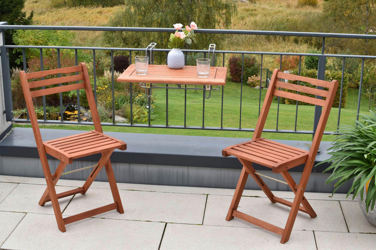 GARTENTISCHGRUPPE Eukalyptusholz Hartholz  - Eukalyptusholzfarben, KONVENTIONELL, Holz - Gardenson