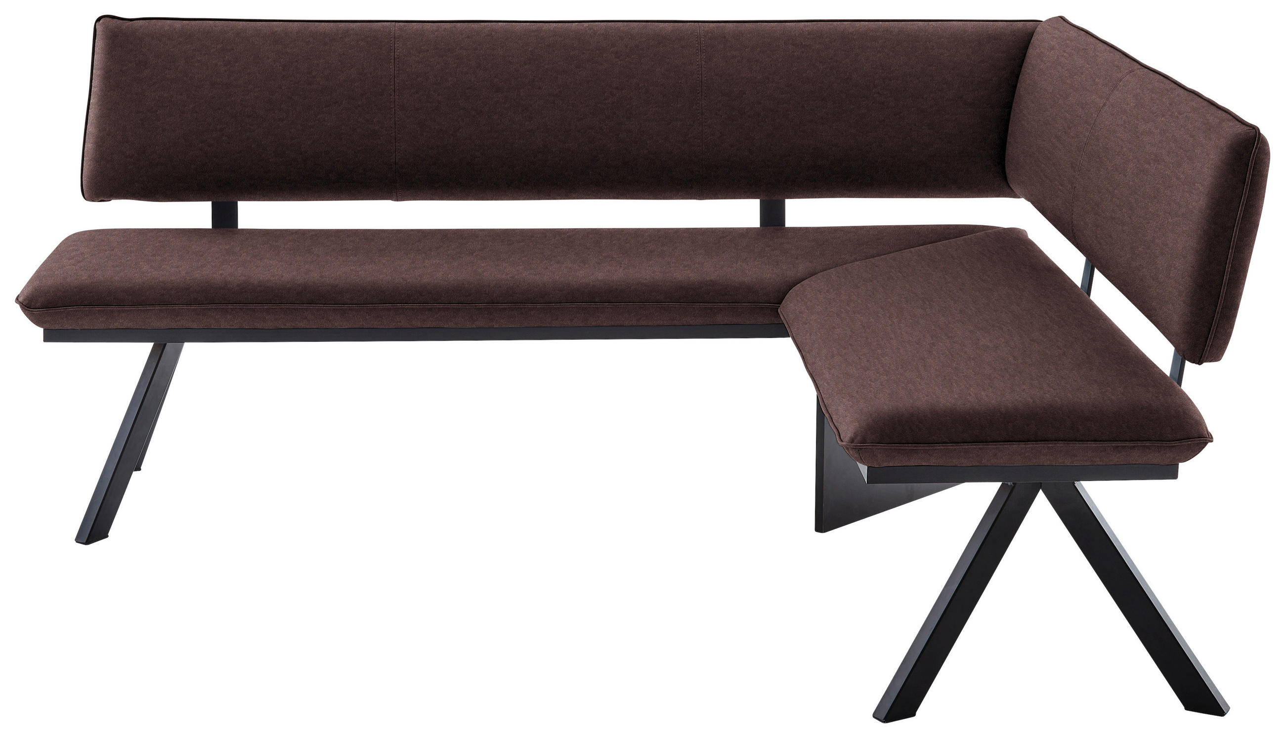 ECKBANK 190/150 cm  in Schwarz, Dunkelbraun  - Dunkelbraun/Schwarz, MODERN, Textil/Metall (190/150cm) - Cantus