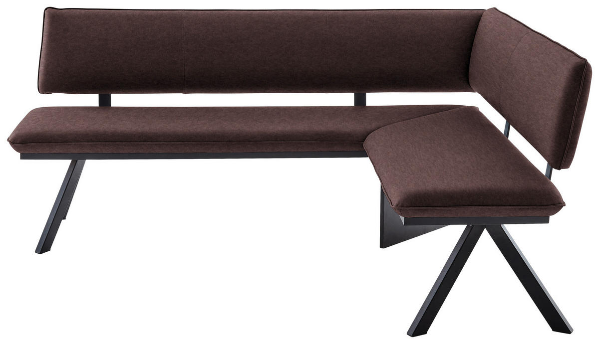 ECKBANK 180/140 cm  in Schwarz, Dunkelbraun  - Dunkelbraun/Schwarz, MODERN, Textil/Metall (180/140cm) - Cantus