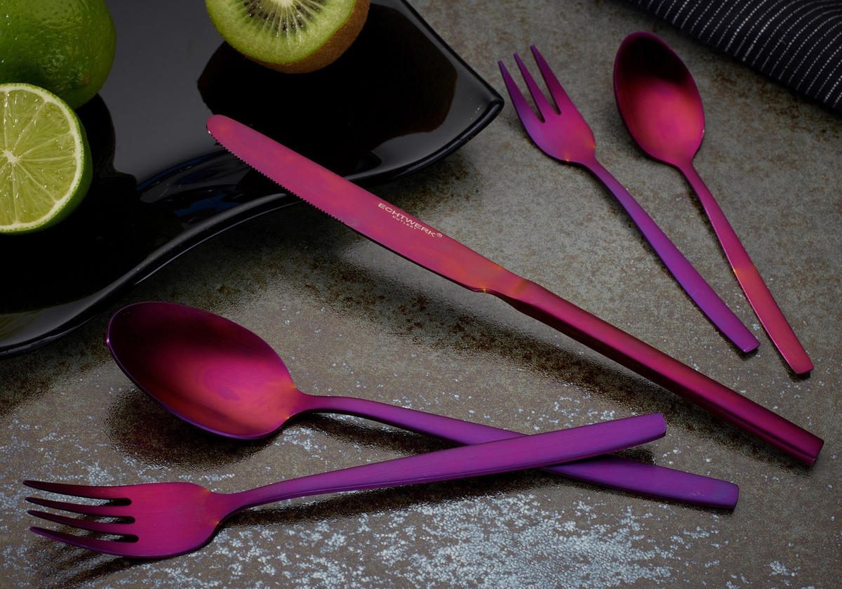 BESTECKSET Positano 30-teilig Edelstahl  - Lila/Rot, Basics, Metall (1,22kg) - Echtwerk