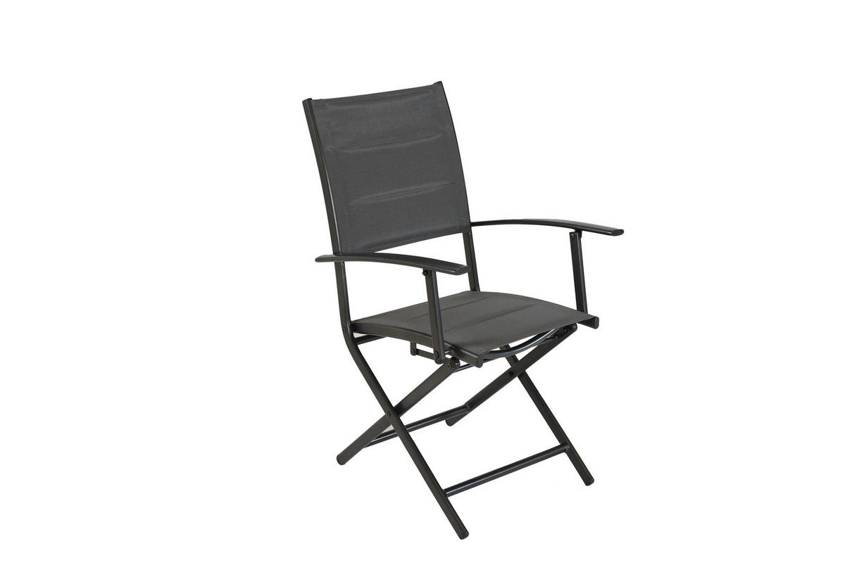 GARTENKLAPPSESSEL in Metall, Textil Graphitfarben, Grau  - Graphitfarben/Grau, MODERN, Textil/Metall (51,5/94/63cm) - Gardenson
