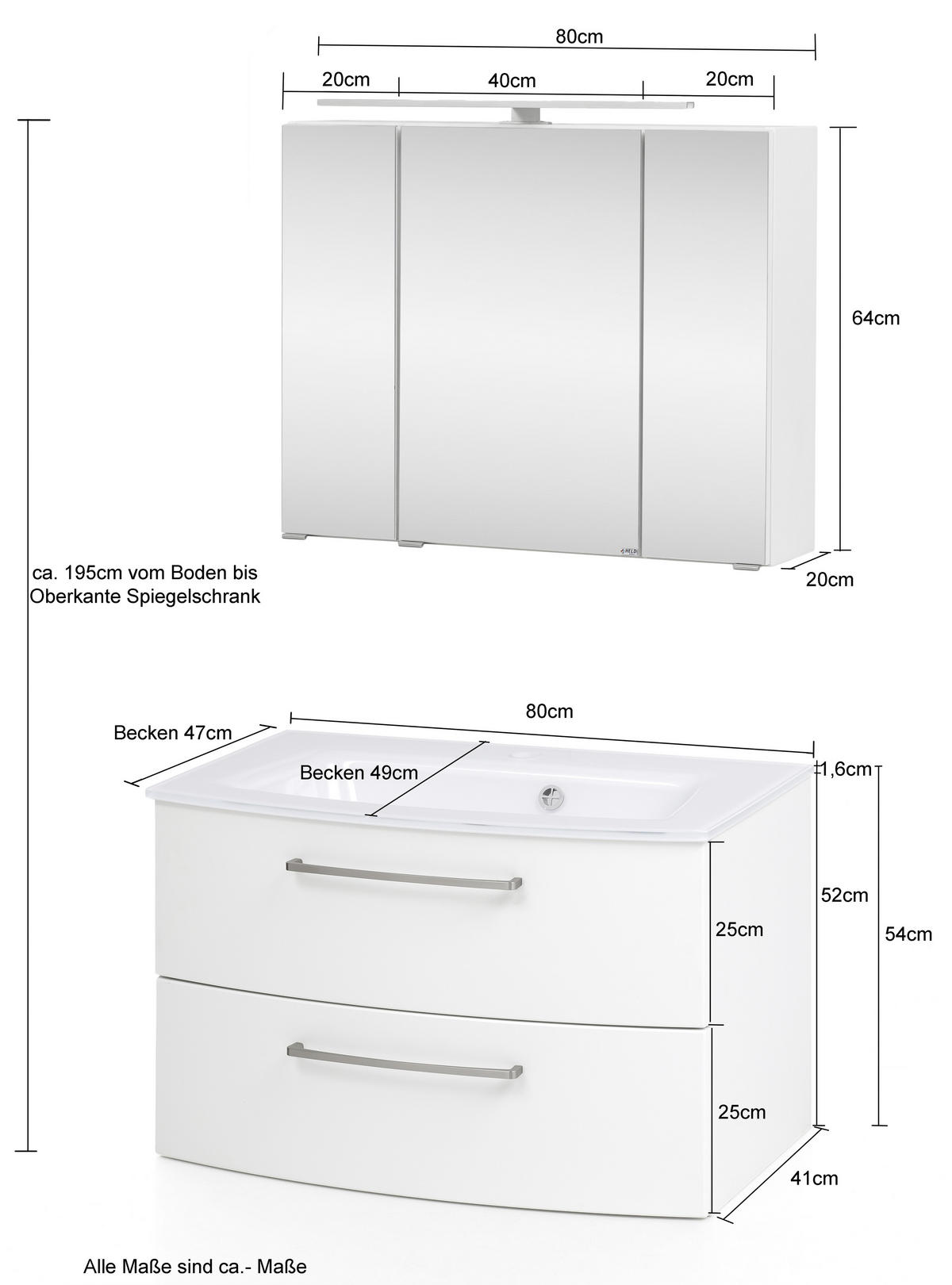 BADEZIMMER  in 110 cm  - Eichefarben/Grau, Konventionell, Glas/Holzwerkstoff (110cm) - Held