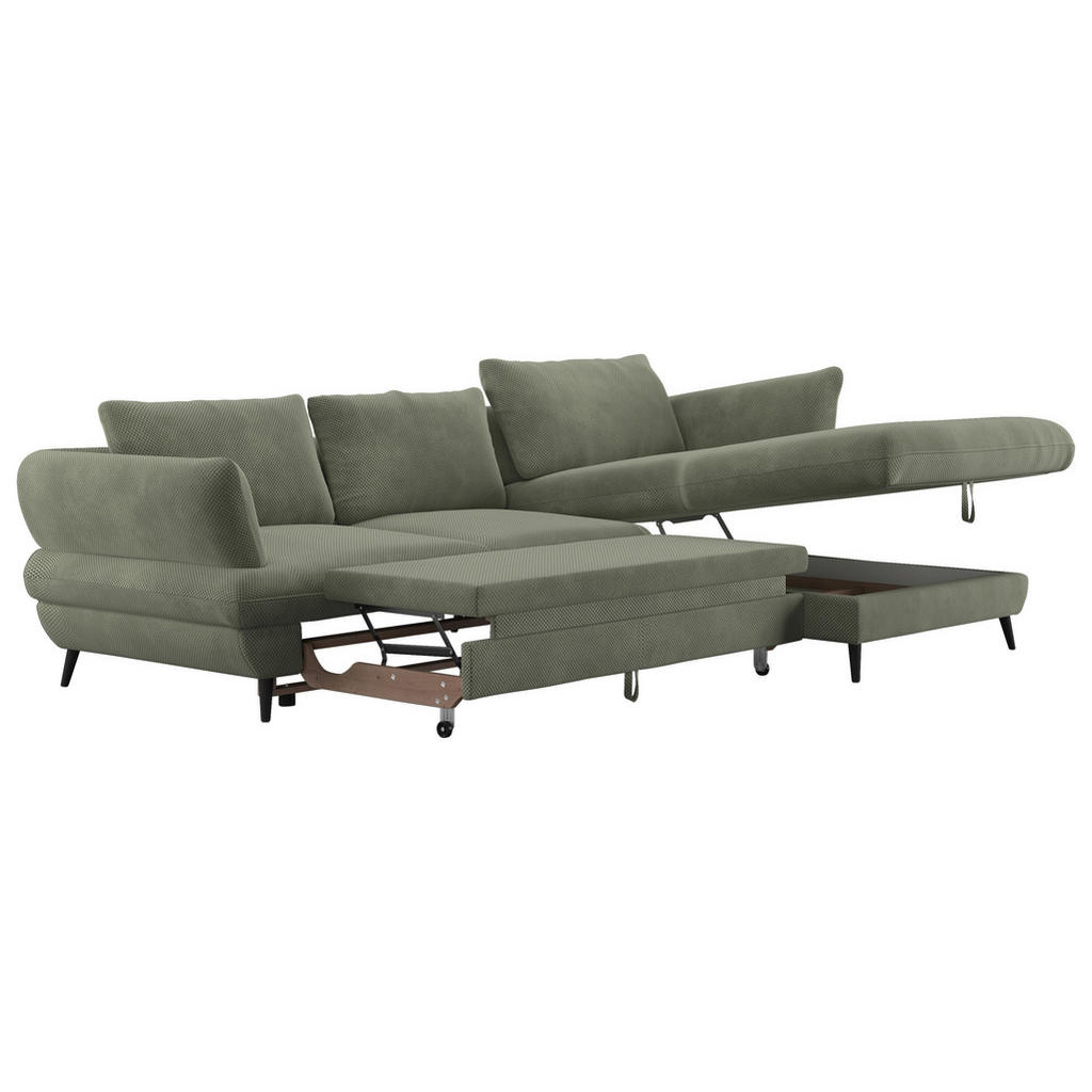 Thumbnail - Livetastic Ecksofa, Grün, Textil, 3-Sitzer, Ottomane rechts, L-Form, 281x181 cm, Made in EU, Stoffauswahl, Rücken echt, ...