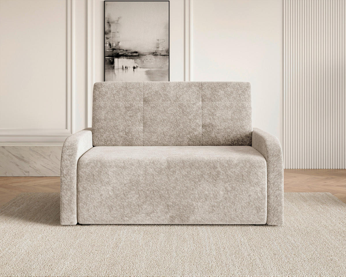 SCHLAFSOFA Chenille Creme  inkl. Bettkasten, Schlaffunktion, Rücken echt, Liegefläche im Originalstoff  - Creme/Schwarz, MODERN, Kunststoff/Textil (190/90/100cm) - Milino