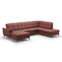 WOHNLANDSCHAFT in Vliesstoff Kombination Echtleder/Stoff Rotbraun  - Rotbraun/Schwarz, Modern, Leder/Textil (164/319/212cm) - Sit & More