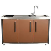 OUTDOORKÜCHE  - Edelstahlfarben/Braun, Basics, Metall (157/98/62cm)