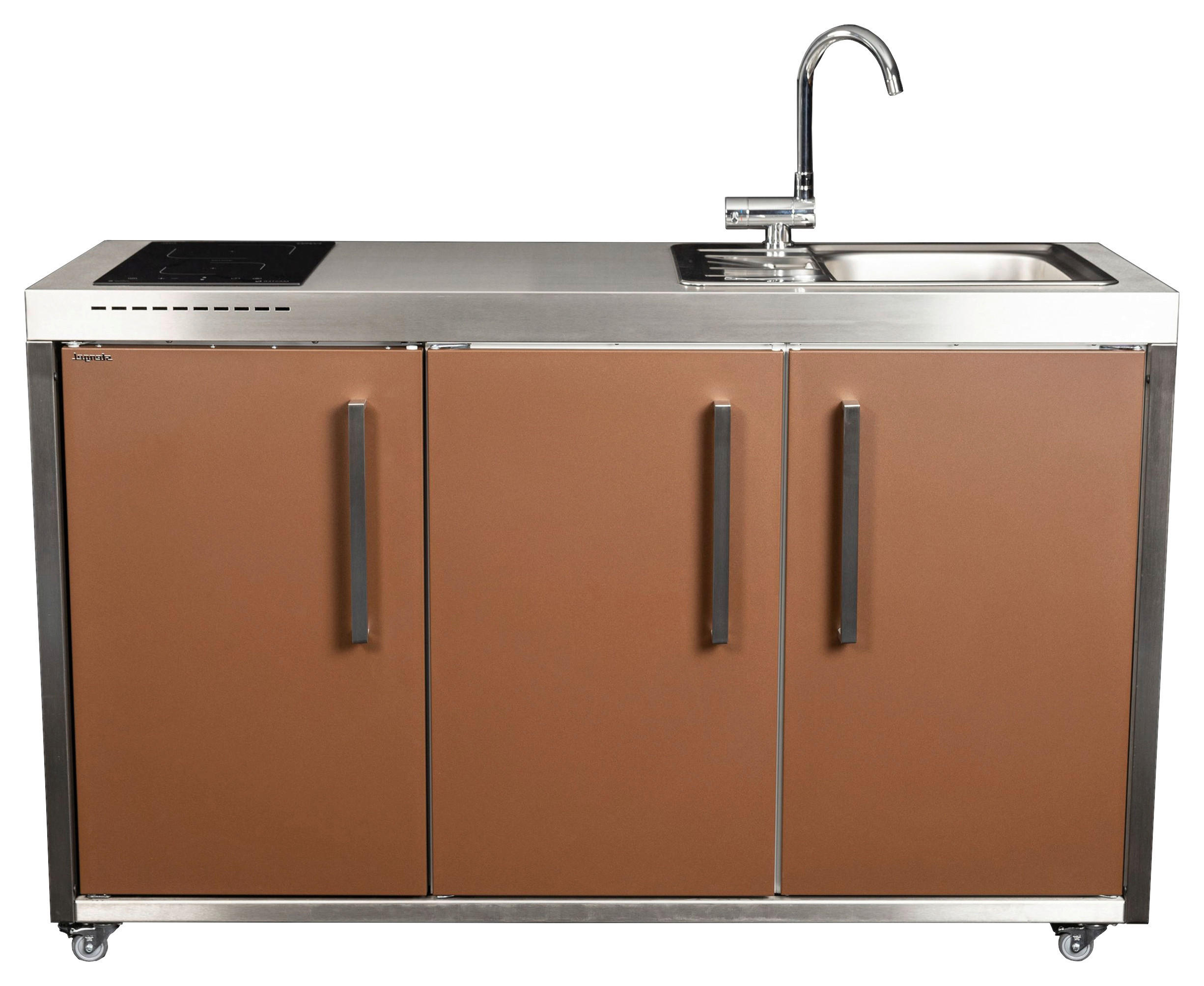 XXXLutz Outdoorküche Molb150-Ks Edelstahl, Braun 157x98x62 cm