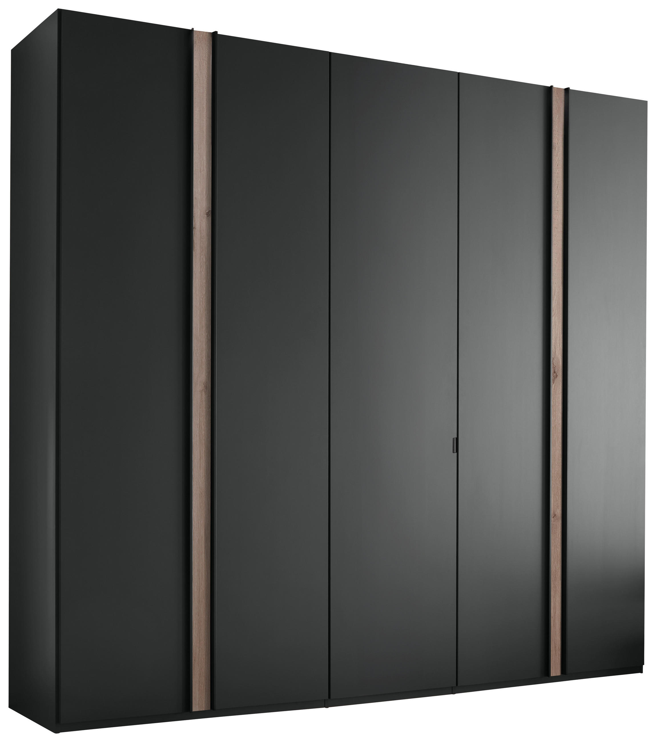 DREHTÜRENSCHRANK in Graphitfarben, Eichefarben  - Eichefarben/Schwarz, Design, Holzwerkstoff/Metall (250/216/58cm) - Novel