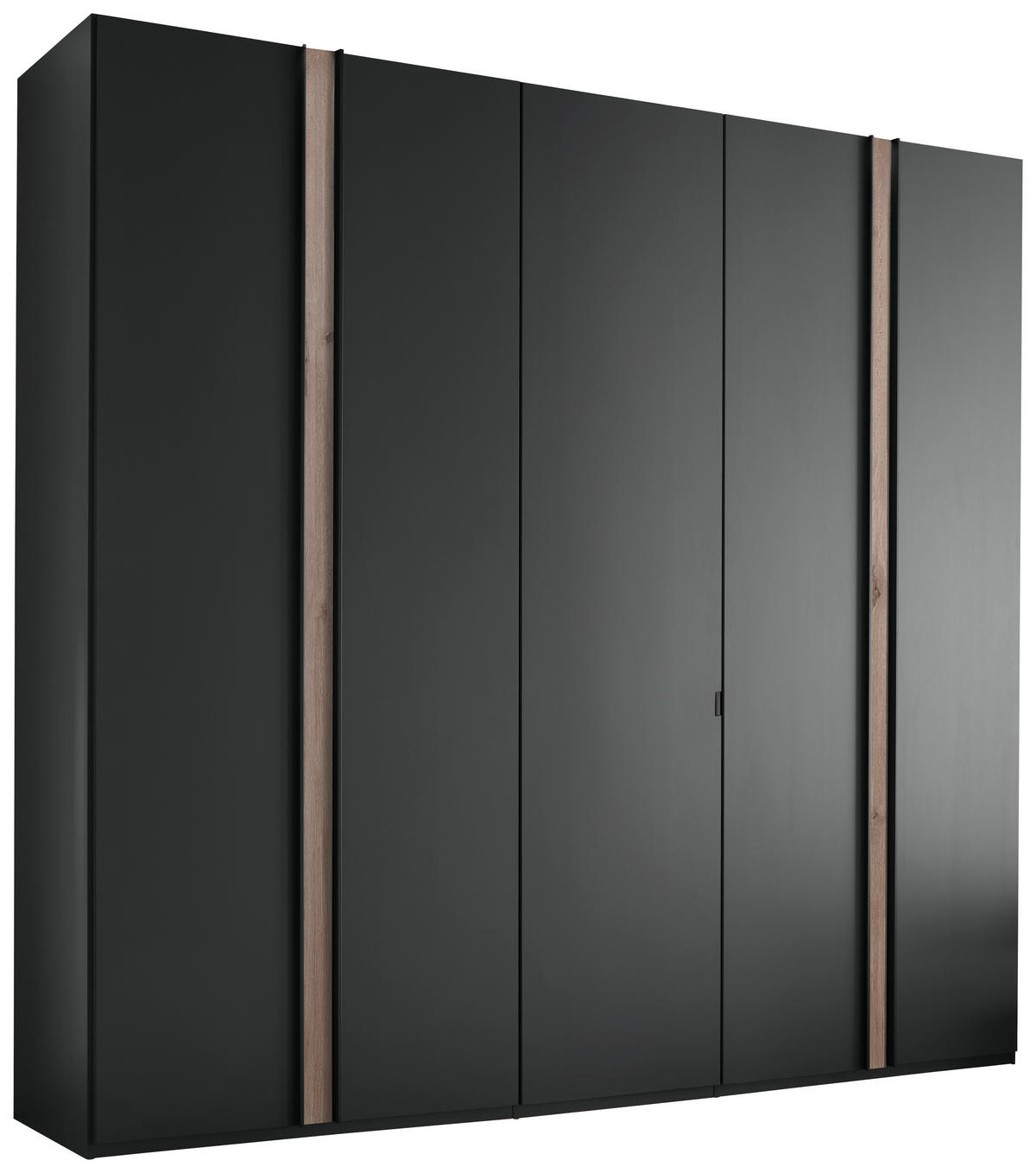DREHTÜRENSCHRANK in Graphitfarben, Eichefarben  - Eichefarben/Schwarz, Design, Holzwerkstoff/Metall (250/216/58cm) - Novel