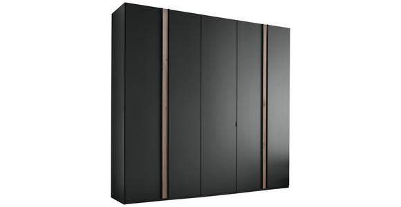 DREHTÜRENSCHRANK in Graphitfarben, Eichefarben - Eichefarben/Schwarz, Design, Holzwerkstoff/Metall (250/216/58cm) - Novel