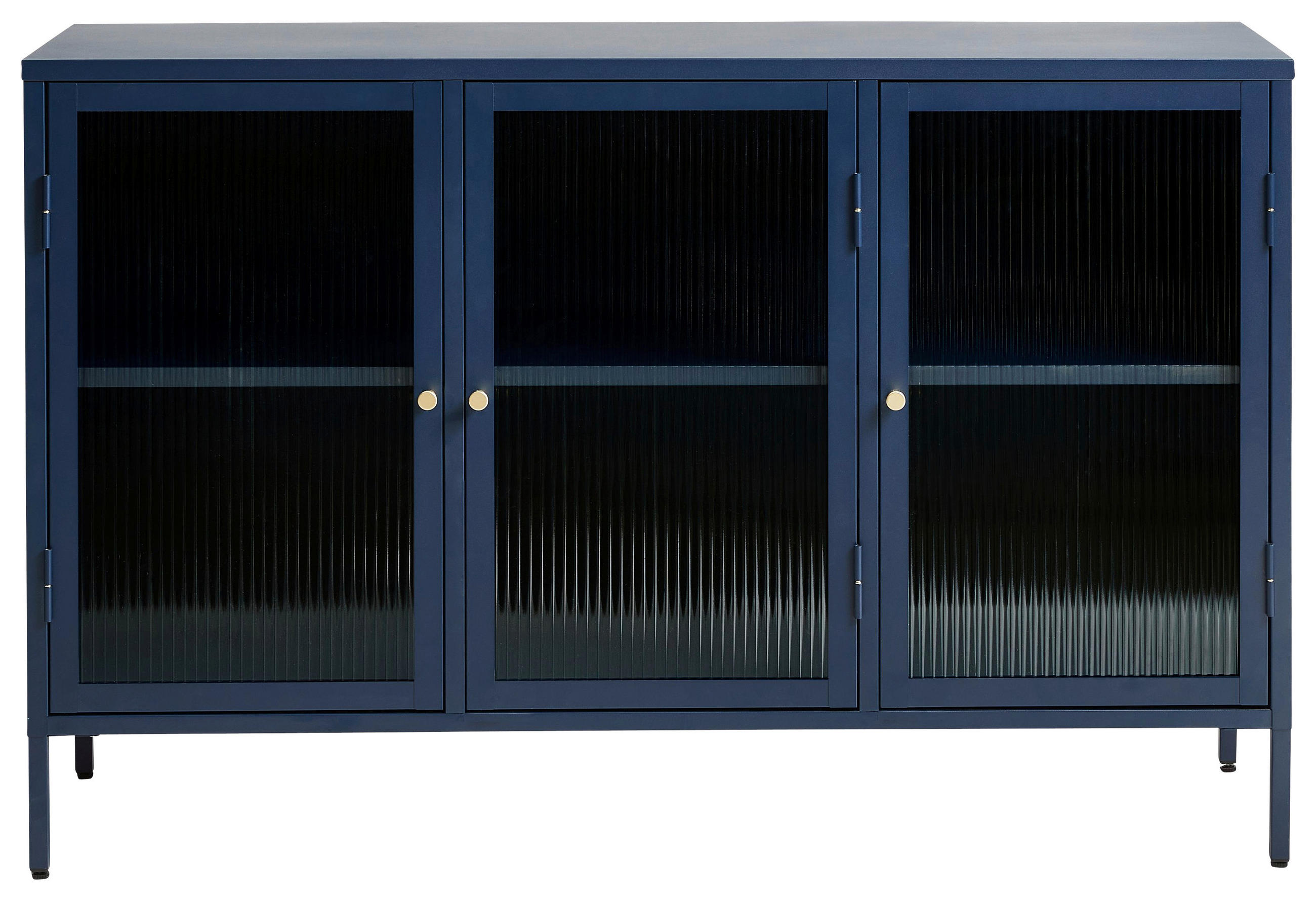 SIDEBOARD  in 132/85/40 cm  - Goldfarben/Dunkelblau, Design, Glas/Metall (132/85/40cm) - Lomoco