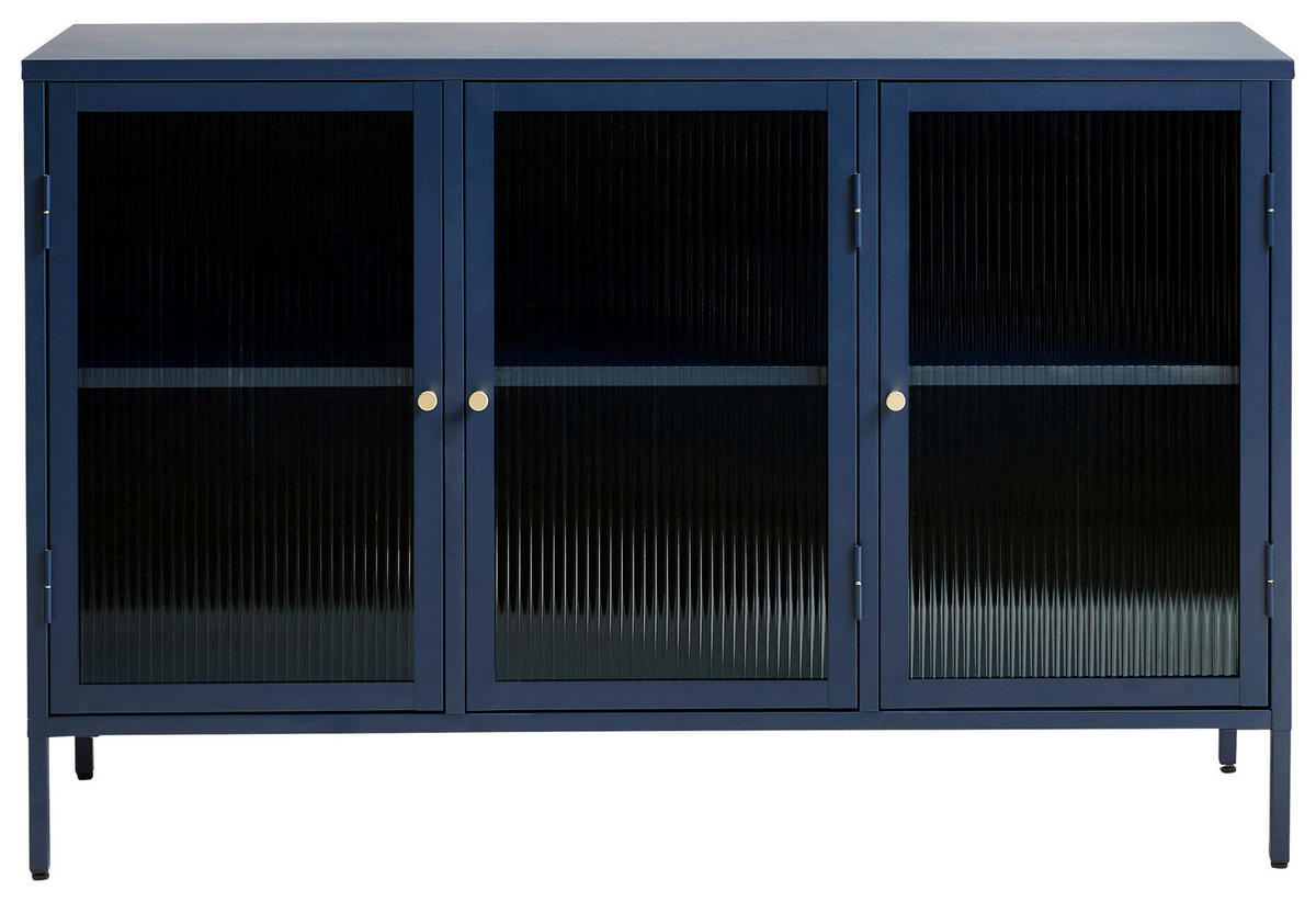 SIDEBOARD  in 132/85/40 cm  - Goldfarben/Dunkelblau, Design, Glas/Metall (132/85/40cm) - Lomoco