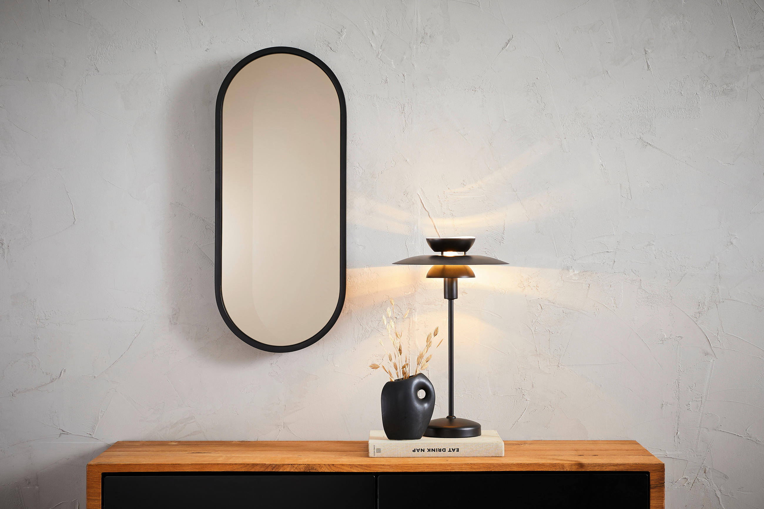 WANDSPIEGEL 70/30/6 cm    in oval  - Klar/Schwarz, Design, Glas/Holzwerkstoff (70/30/6cm) - MID.YOU