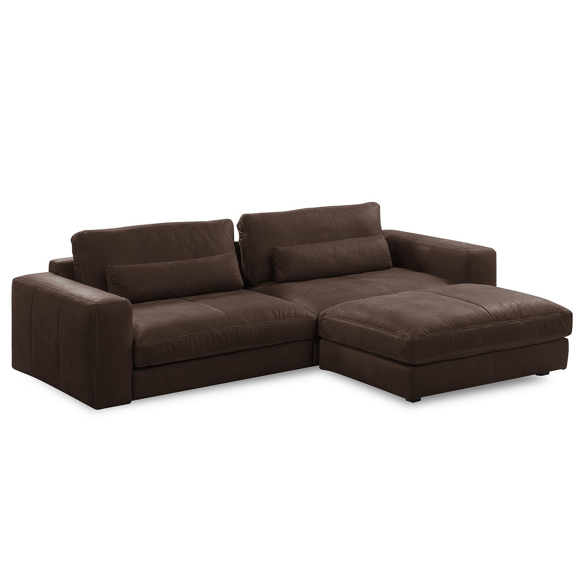 HOCKER in Leder Dunkelbraun  - Dunkelbraun/Beige, Design, Leder/Kunststoff (123/45/93cm) - Livetastic