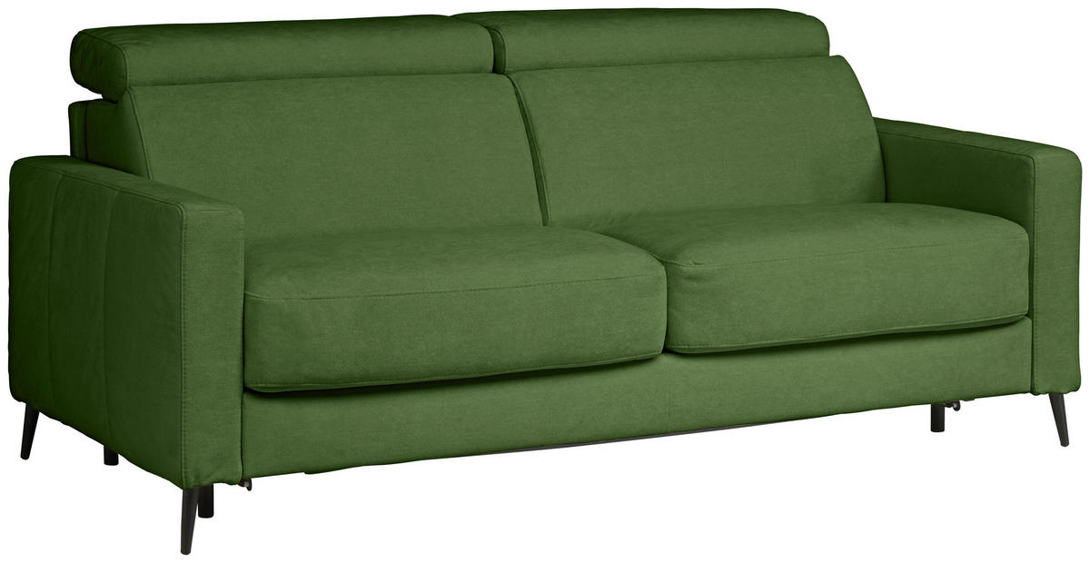 SCHLAFSOFA MIT TEMPUR MATRATZE Velours Grün  - Schwarz/Grün, Design, Textil/Metall (200/85-99/104cm) - Novel