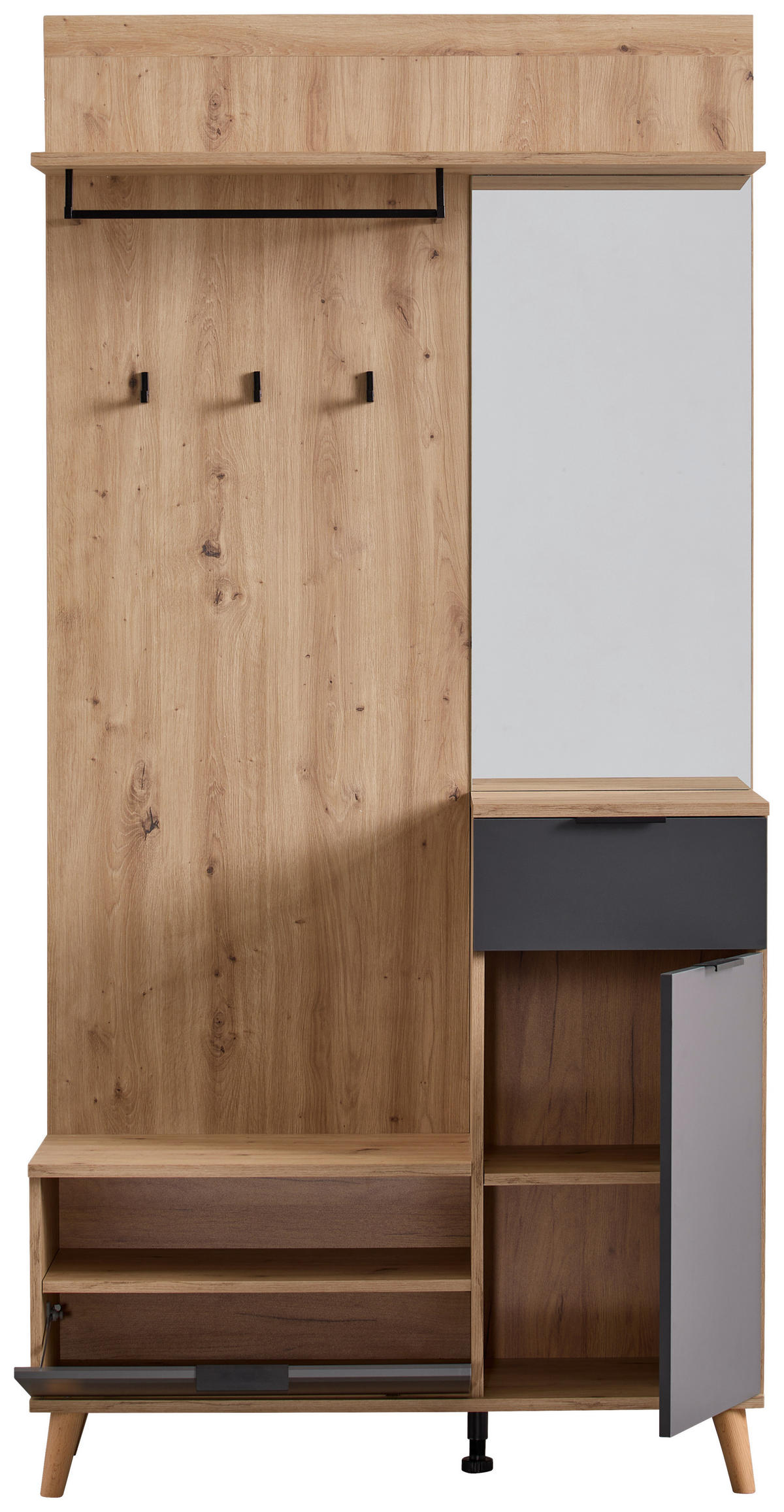 PREDSOBA barve grafita, hrast artisan - barve grafita/hrast artisan, Design, leseni material (103/202/40cm) - home24