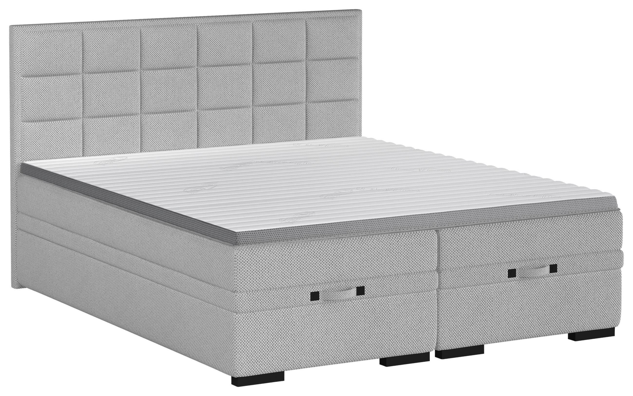 BOXSPRINGBETT 180/200 cm  in Grau  - Schwarz/Grau, Konventionell, Kunststoff/Textil (180/200cm) - home24