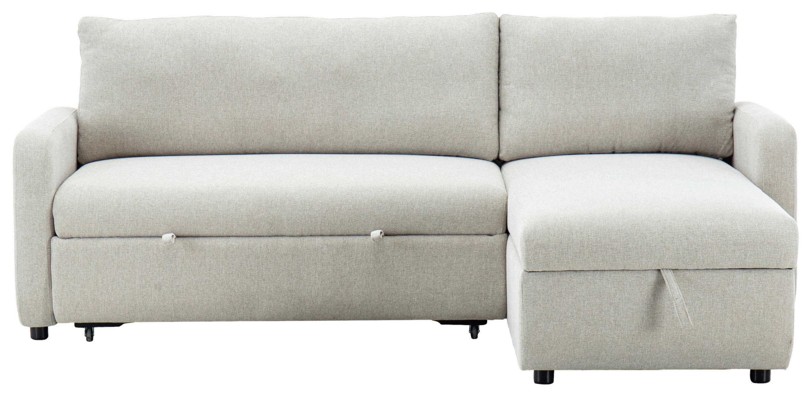 ECKSOFA Leinenoptik Beige  - Beige/Schwarz, Design, Kunststoff/Textil (152,5/225,5cm) - Livetastic