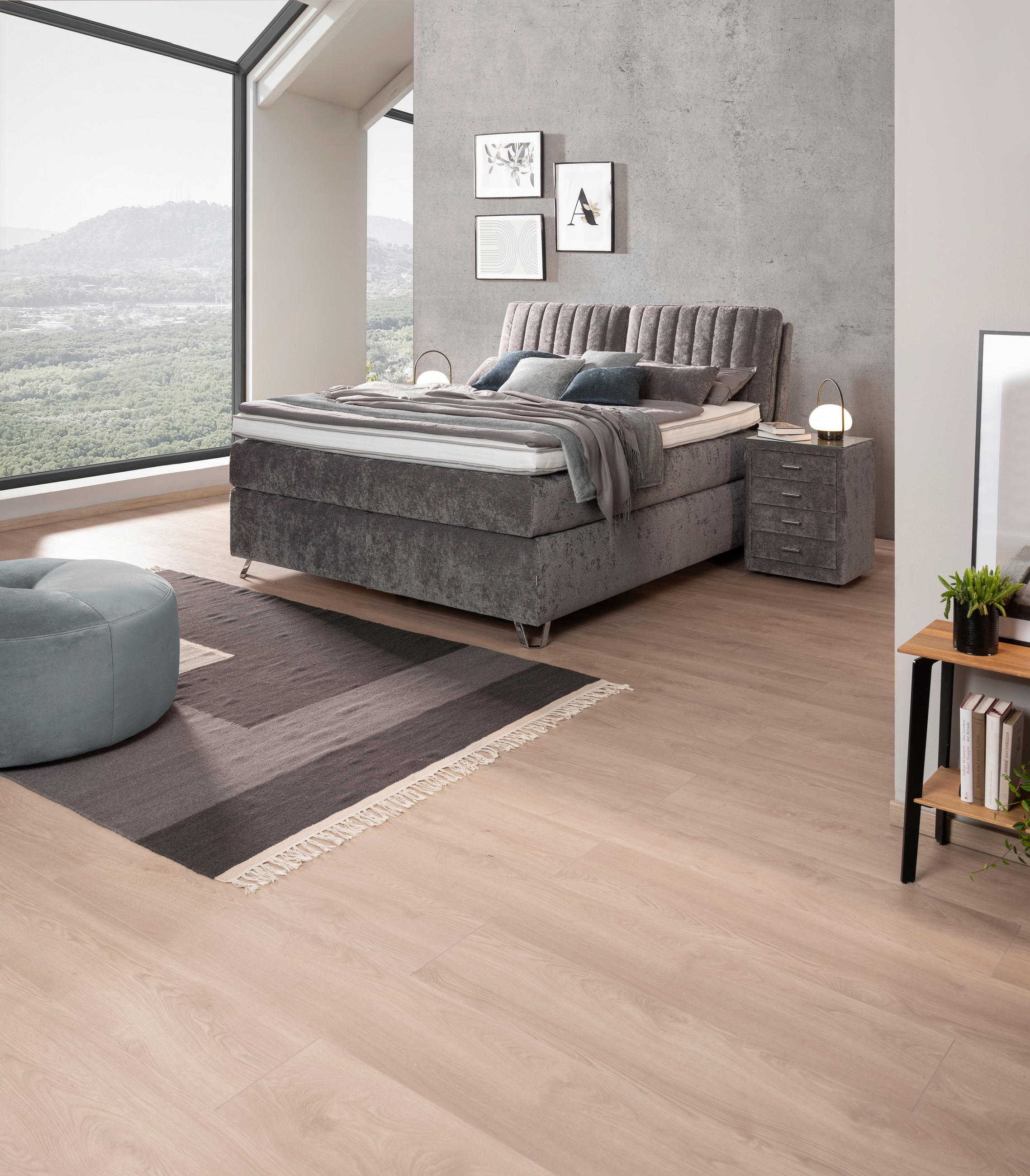 BOXSPRINGBETT 180/200 cm  in Grau  - Silberfarben/Grau, Konventionell, Textil (180/200cm) - Ambiente
