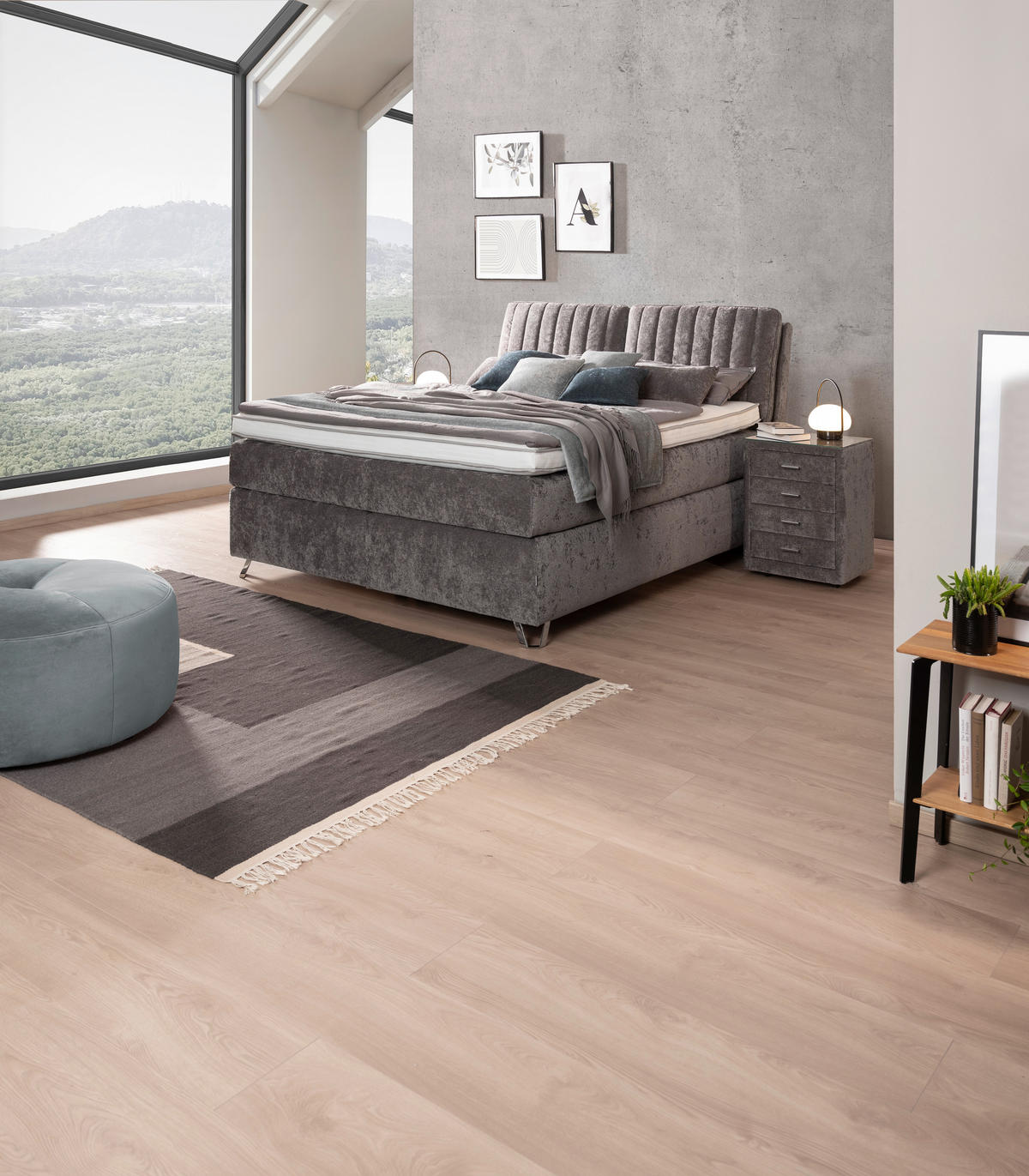 BOXSPRINGBETT 180/200 cm  in Grau  - Silberfarben/Grau, Konventionell, Textil (180/200cm) - Ambiente