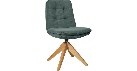 STUHL - Eichefarben/Grün, Design, Holz/Textil (50/90/69cm) - Johann Jakob