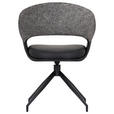 ARMLEHNSTUHL  Sitzfläche 360° drehbar, automatische Rückholfunktion Webstoff, Mikrofaser  - Schwarz/Weiß, Design, Textil/Metall (60/83/62cm) - Novel