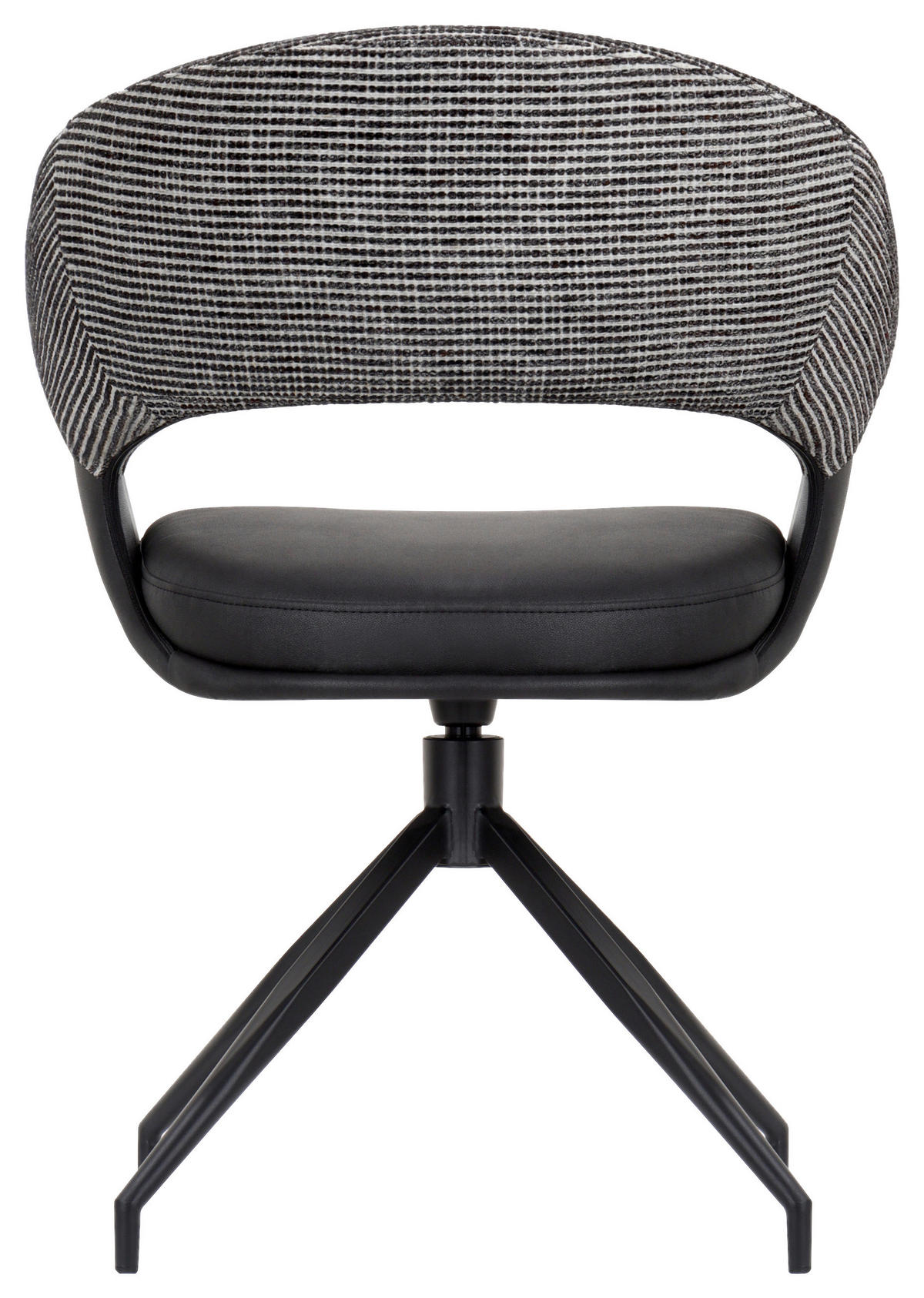 ARMLEHNSTUHL , Sitzfläche 360° drehbar, automatische Rückholfunktion , Mikrofaser, Webstoff  - Schwarz/Weiß, Design, Textil/Metall (60/83/62cm) - Novel