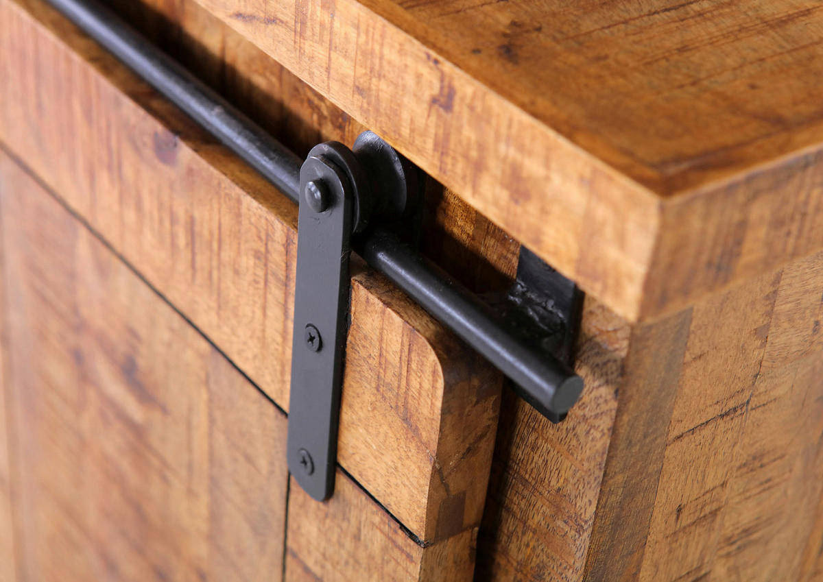 WEINSCHRANK Mangoholz massiv Naturfarben, Schwarz  - Schwarz/Naturfarben, KONVENTIONELL, Holz/Holzwerkstoff (90/100/45cm) - Landscape