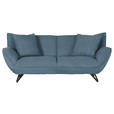 3-SITZER-SOFA in Feincord Blau  - Blau/Schwarz, Design, Textil/Metall (203/90/95cm) - Carryhome