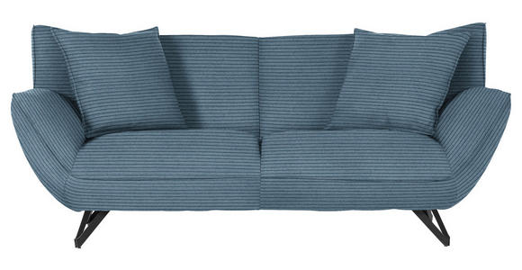 3-SITZER-SOFA in Feincord Blau  - Blau/Schwarz, Design, Textil/Metall (203/90/95cm) - Carryhome