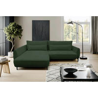 ECKSOFA Dunkelgrün Bouclé  - Dunkelgrün/Creme, Design, Textil/Metall (204/273cm) - MID.YOU