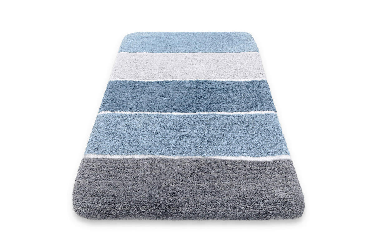BADTEPPICH Blau, Grau 55/65 cm  - Blau/Grau, Basics, Kunststoff/Textil (55/65cm) - WECON HOME