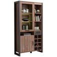 VITRINE in Kieferfarben, Dunkelgrau  - Dunkelgrau/Schwarz, Trend, Glas/Holzwerkstoff (104,8/204,6/43cm) - Carryhome