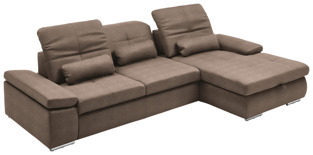 ECKSOFA  in Flachgewebe Sandfarben  309/195 cm  - Sandfarben/Chromfarben, Design, Textil (309/195cm) - Beldomo Style