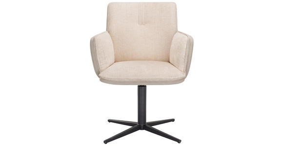 ARMLEHNSTUHL in Eisen Samt, Mikrofaser - Beige/Schwarz, Design, Textil/Metall (63/85/64cm) - Novel