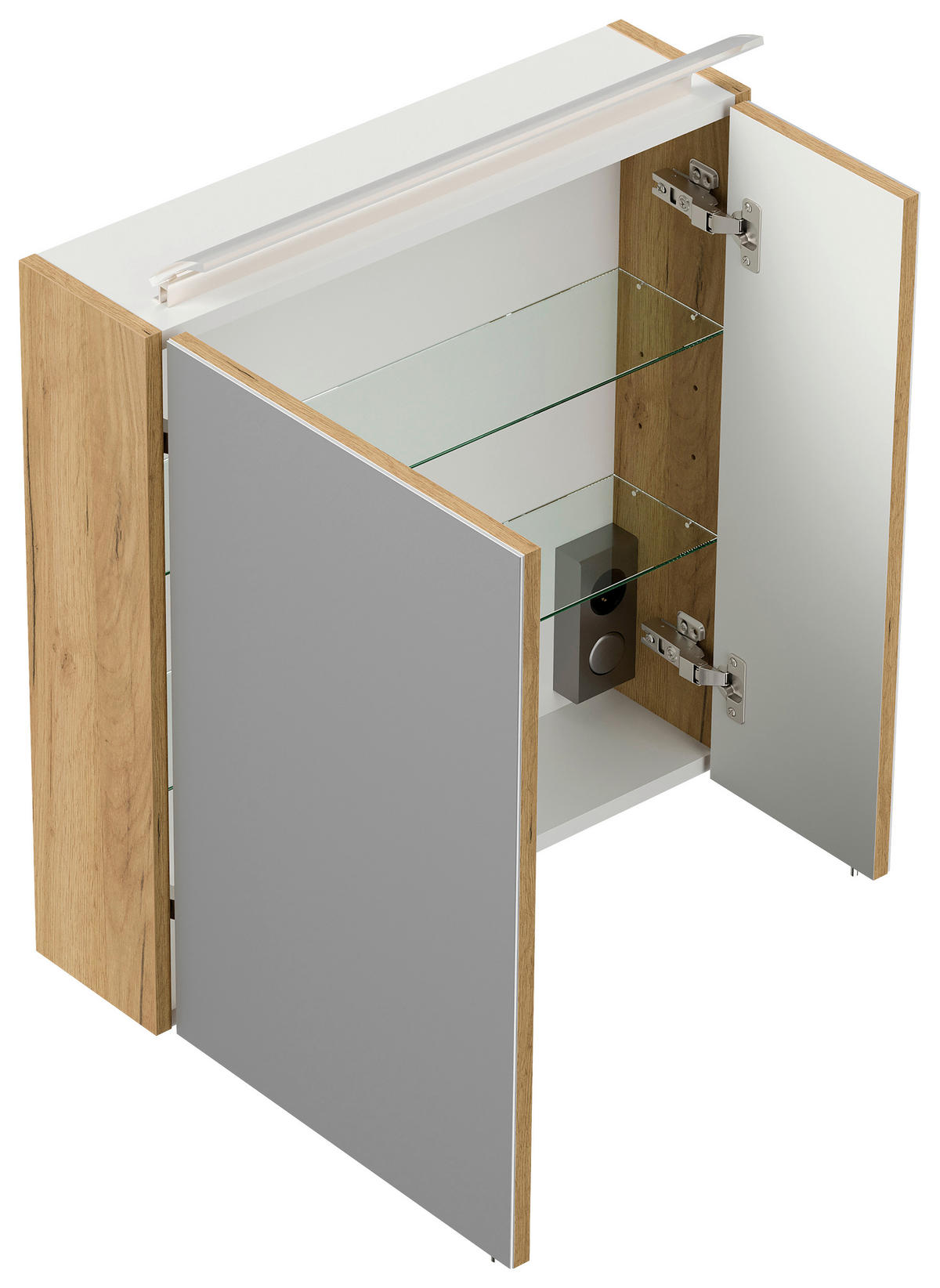 SPIEGELSCHRANK 60/62/17 cm  - Eichefarben, MODERN, Glas/Holzwerkstoff (60/62/17cm) - MID.YOU