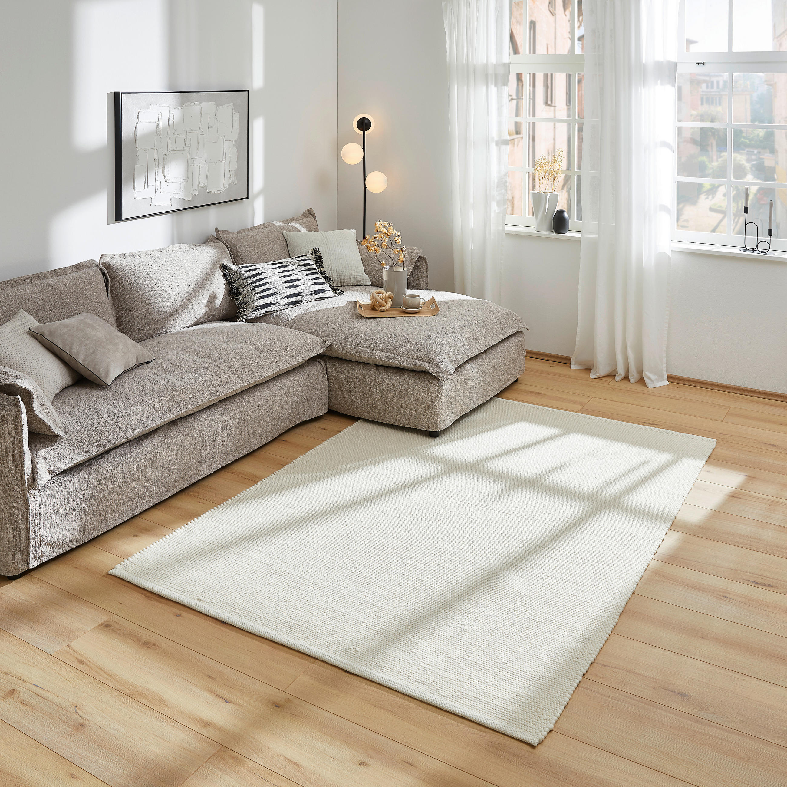 HANDWEBTEPPICH 130/190 cm Weiß  - Weiß, Natur, Textil (130/190cm) - Linea Natura