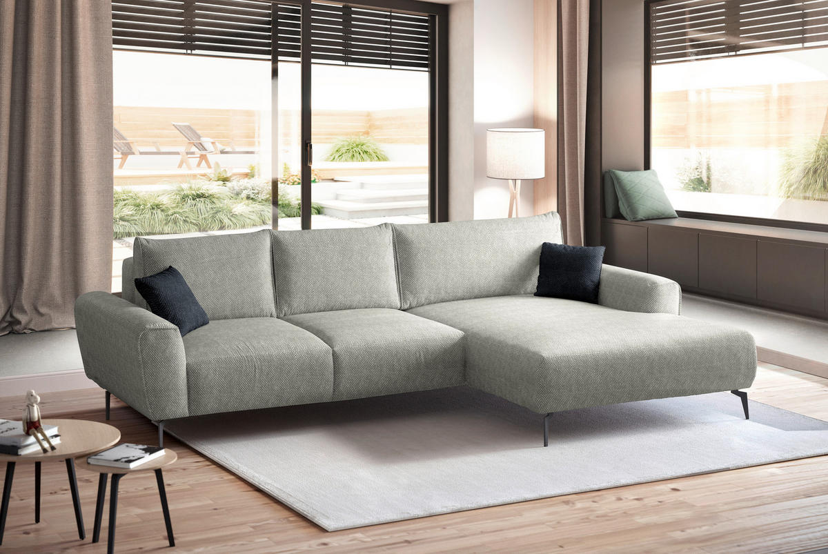 ECKSOFA in Webstoff Kaschmir  - Kaschmir/Schwarz, Design, Textil/Metall (272/170cm) - Welnova