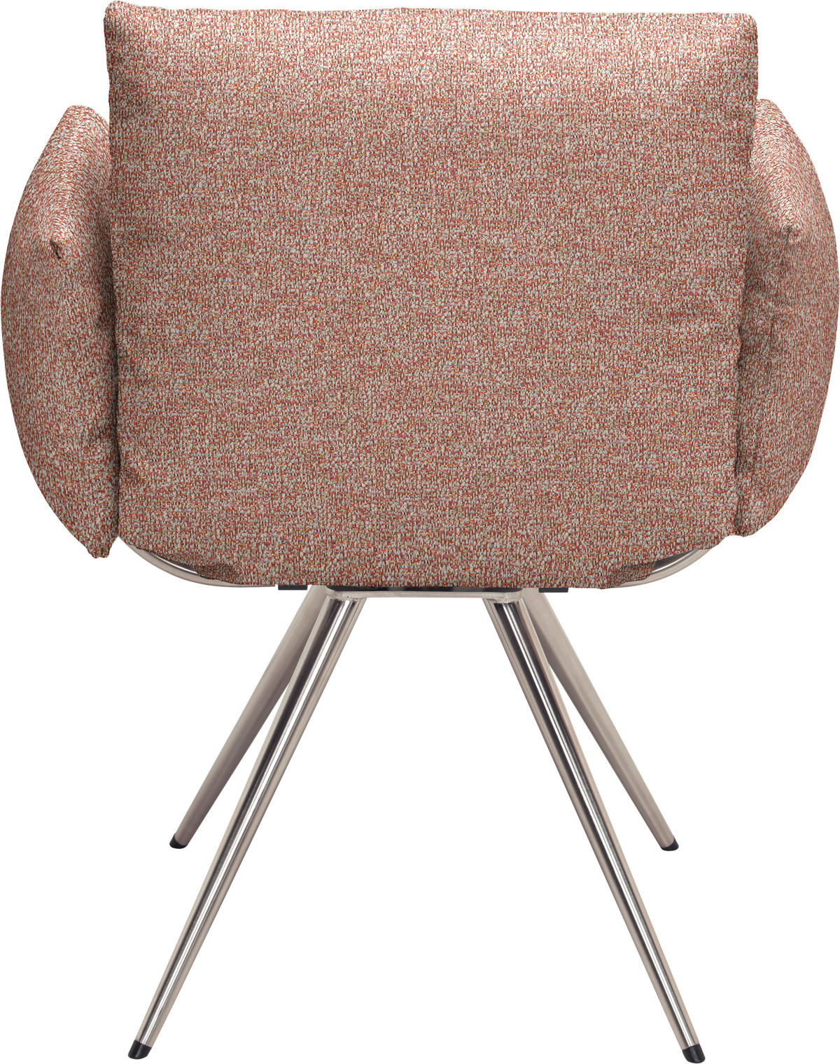 ARMLEHNSTUHL  Lederauswahl, Stoffauswahl, Sitzfläche 360° drehbar, automatische Rückholfunktion Webstoff  - Edelstahlfarben/Rot, Natur, Textil/Metall (72/90/65cm) - Venjakob