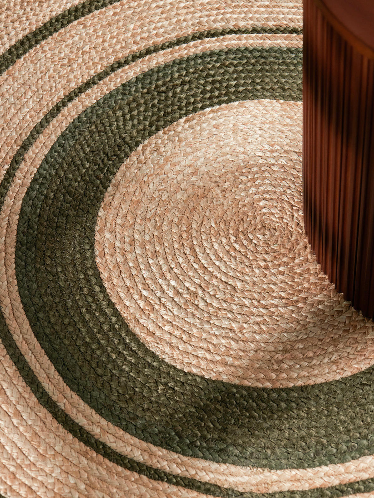 JUTETEPPICH 200 cm Jute Braided Braun, Dunkelgrün rund  - Dunkelgrün/Braun, Basics, Textil (200cm) - Hanse Home