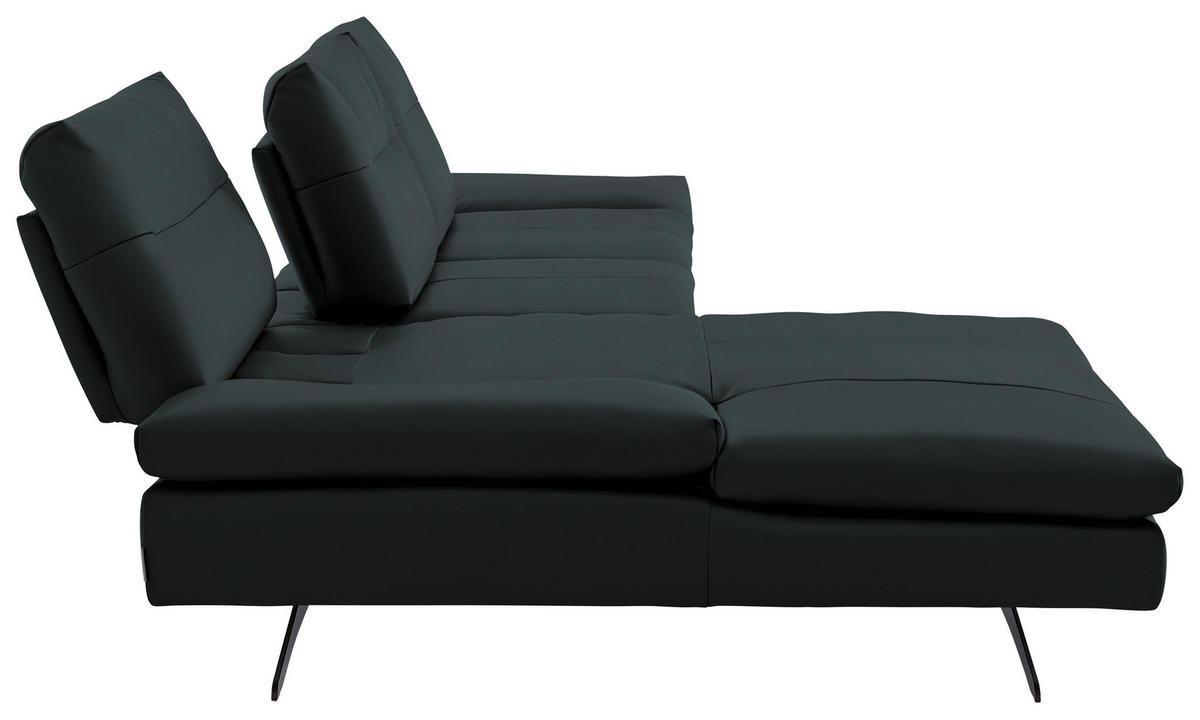 ECKSOFA  in Echtleder Waldgrün  158/342 cm  - Waldgrün/Schwarz, MODERN, Leder/Metall (158/342cm) - Chilliano