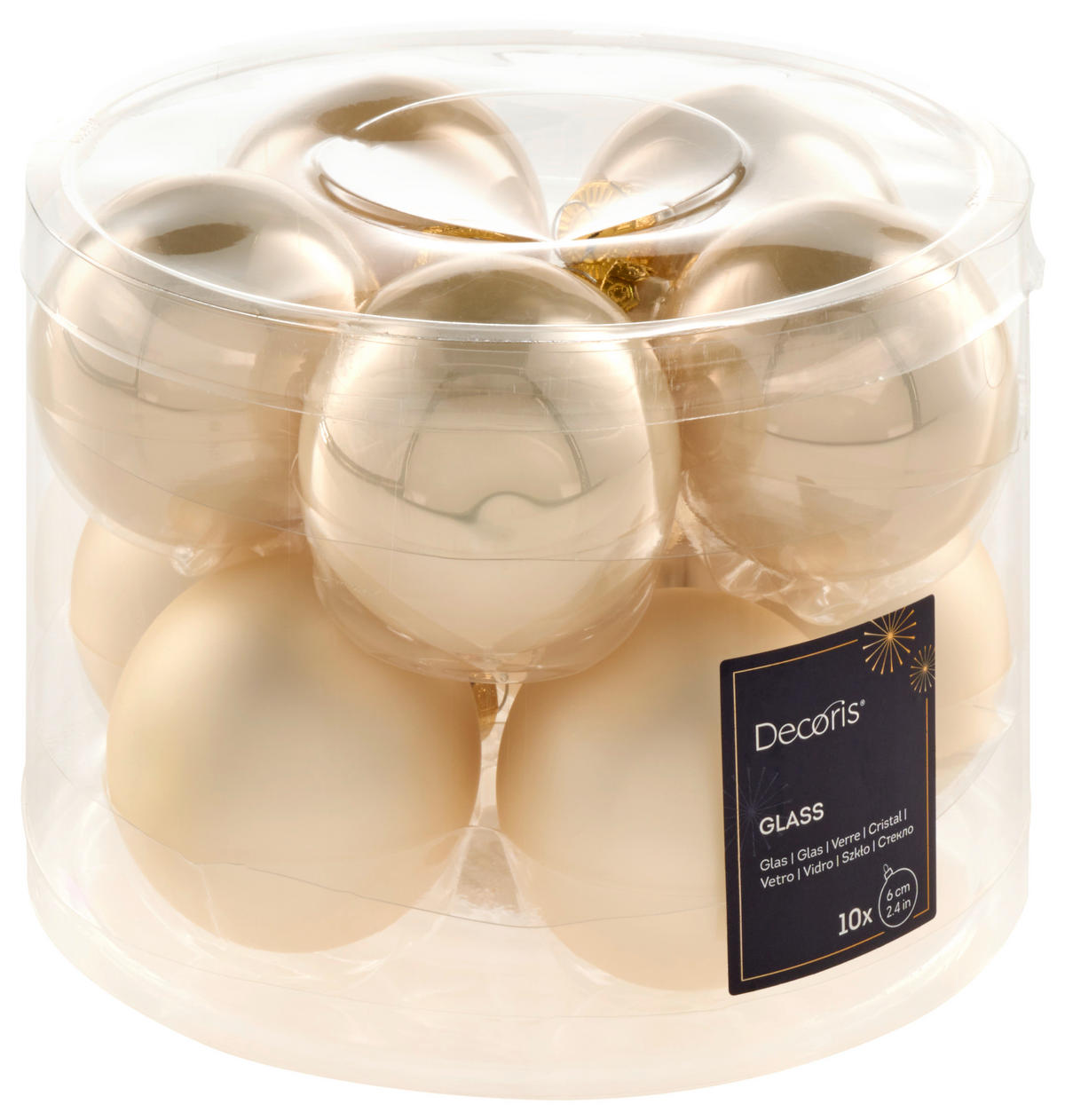 CHRISTBAUMKUGEL-SET 6 cm 10-teilig  - Perlmutt, KONVENTIONELL, Glas (6cm)