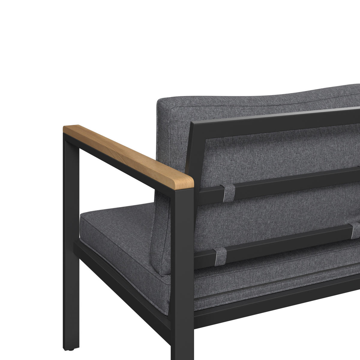 KERTI BÚTORSZETT 4 részes  - akáciaszínű/fekete, Konventionell, textil/fa (90/50/40cm) - Ambia Garden