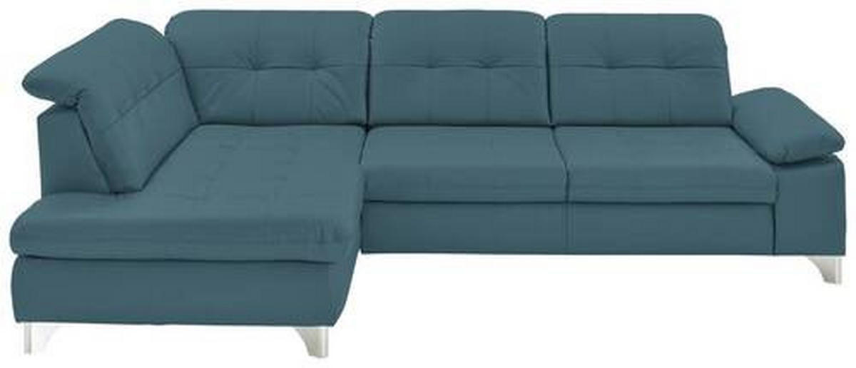 ECKSOFA in Echtleder Blau  - Blau, Basics, Leder/Metall (211/309cm) - Beldomo Speed