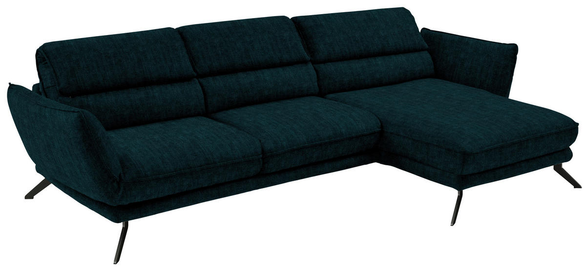 ECKSOFA in Velours Waldgrün  - Waldgrün/Schwarz, Design, Textil/Metall (283/153cm) - Valdera