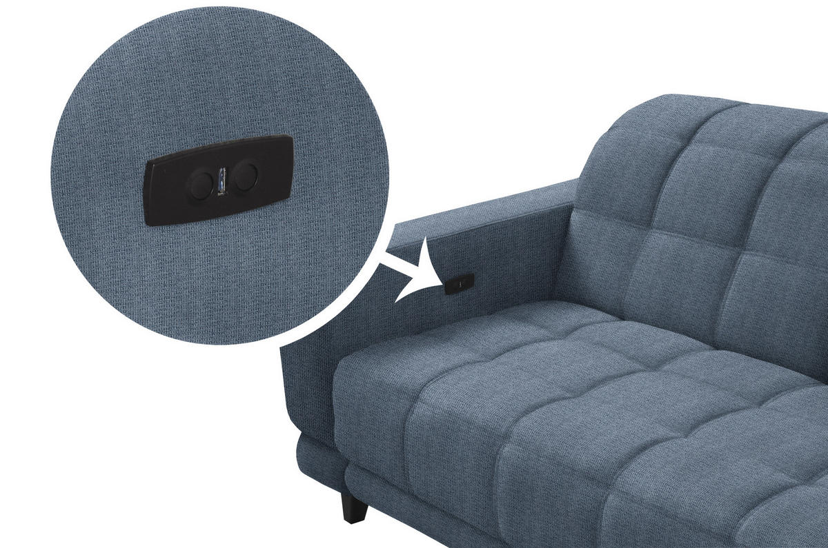 ECKSOFA in Webstoff Blau  302/216 cm  - Blau/Schwarz, Design, Holz/Textil (302/216cm) - Xora