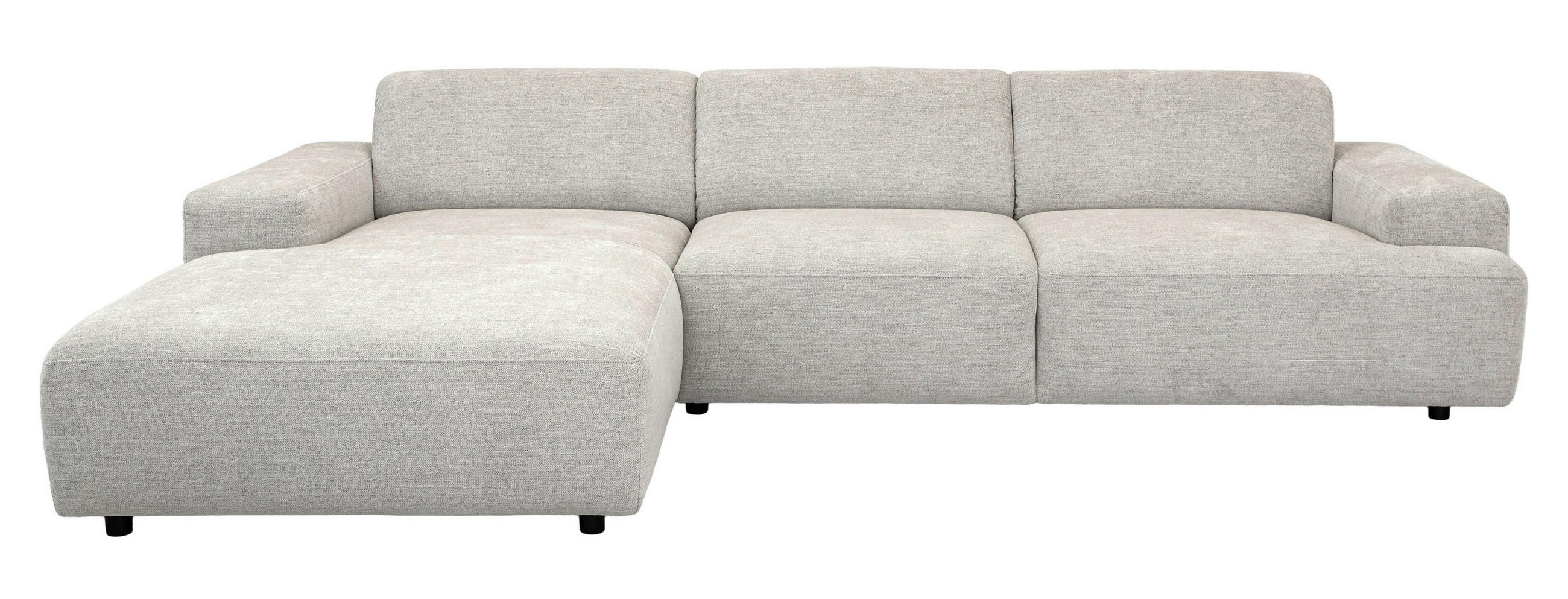 ECKSOFA Silberfarben Flachgewebe Rücken echt  - Silberfarben/Schwarz, KONVENTIONELL, Kunststoff/Textil (184/294cm) - Hom`in