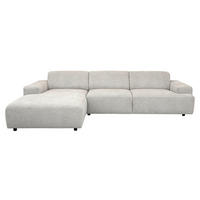 ECKSOFA Silberfarben Flachgewebe Rücken echt  - Silberfarben/Schwarz, KONVENTIONELL, Kunststoff/Textil (184/294cm) - Hom`in