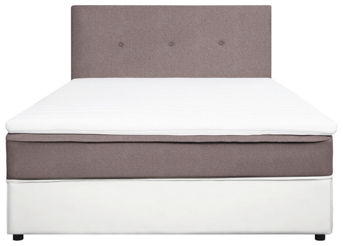 BOX-ÁGY 140/200 cm  fehér, világosbarna  - fekete/fehér, Konventionell, textil/fa (140/200cm) - Carryhome